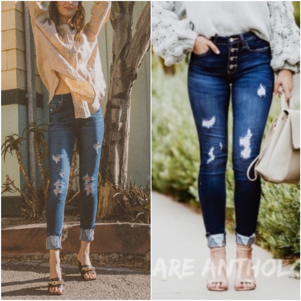 039 Kan Can High Rise Distressed Skinny Denim Jeans - Picture 1 of 10